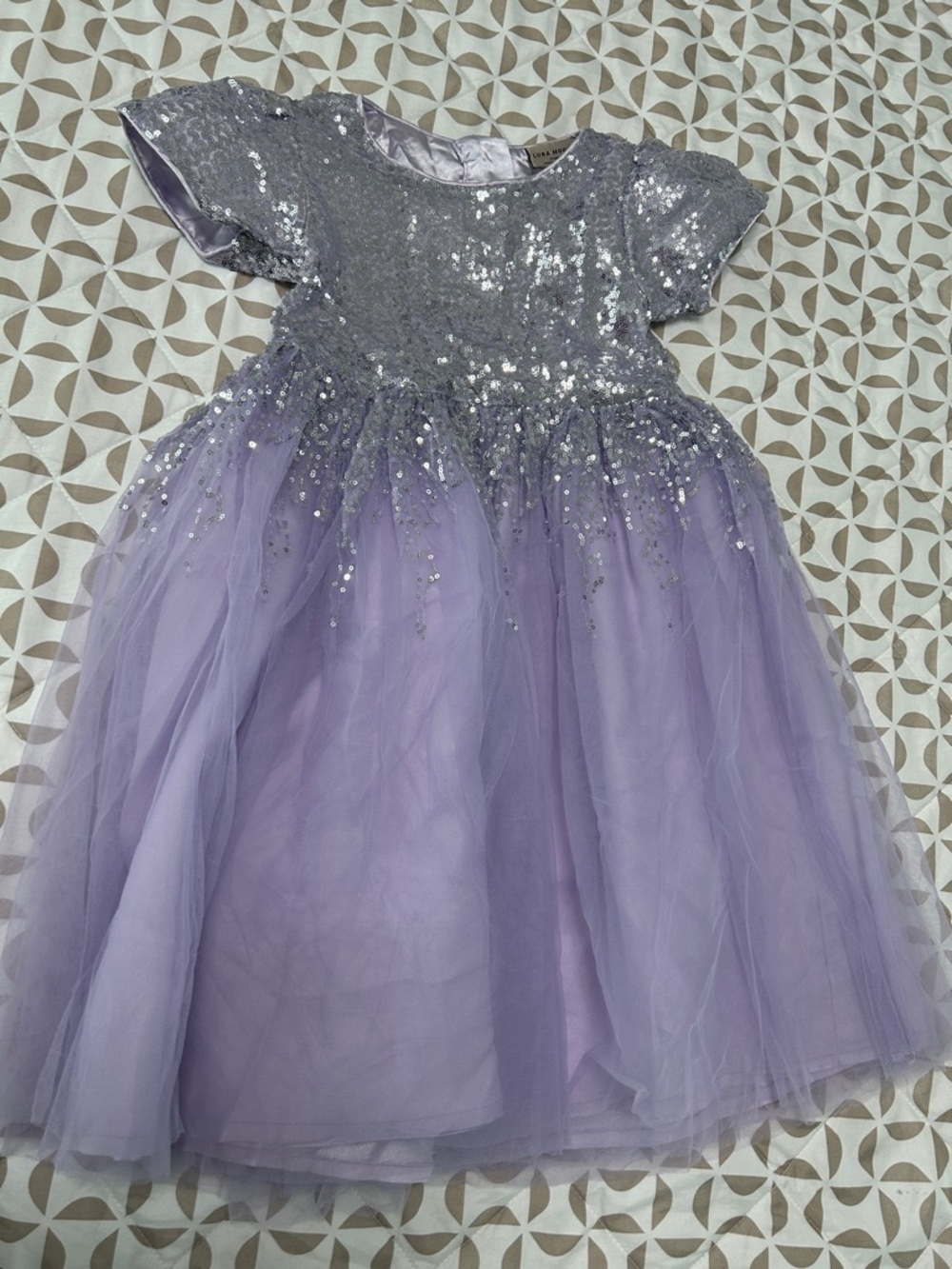 Girls' Lavender Sequin & Tulle Party Dress